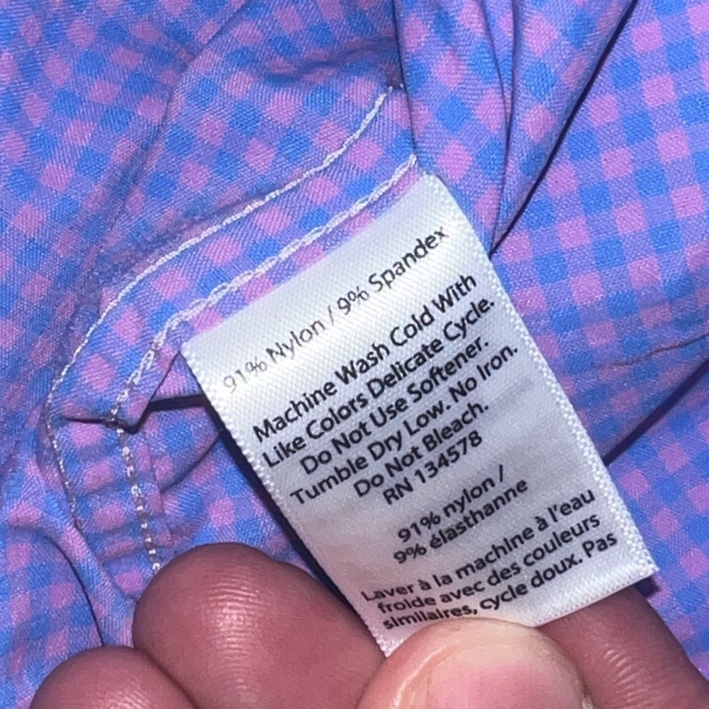 Vineyard Vines Purple and Pink Gingham Performance Button-Down Shirt - Picture 9 of 11